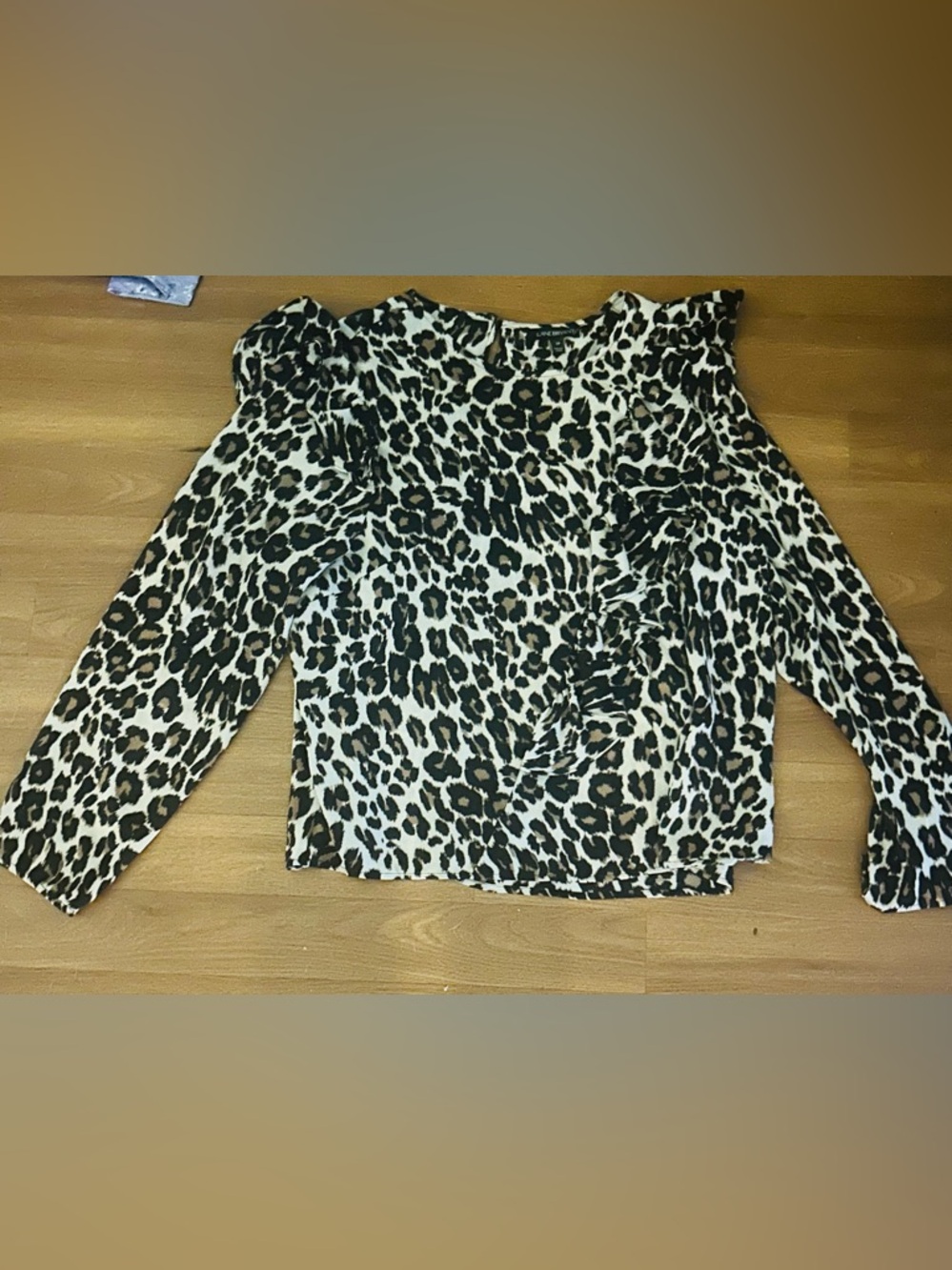 Lane Bryant Leopard Print Ruffle Blouse - Black & Brown